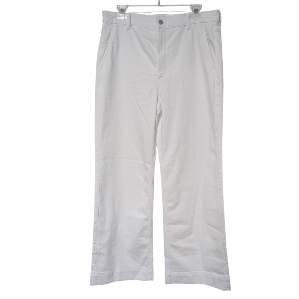 J. Crew Factory White Drapey Wide Leg Light Denim Trouser Jeans Size 30